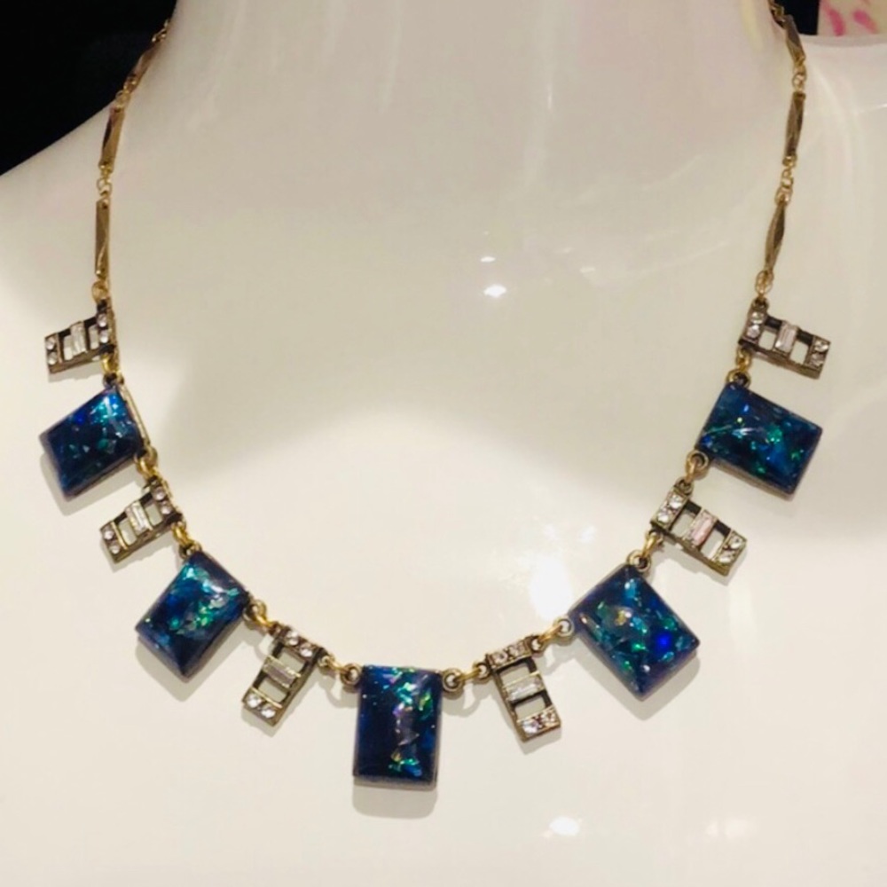 Anne Koplik Stunning Black Opal Rectangles Necklac - Picture 1 of 8